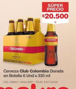 Club Colombia - Cerveza Dorada en Botella 6 Und x 330 ml