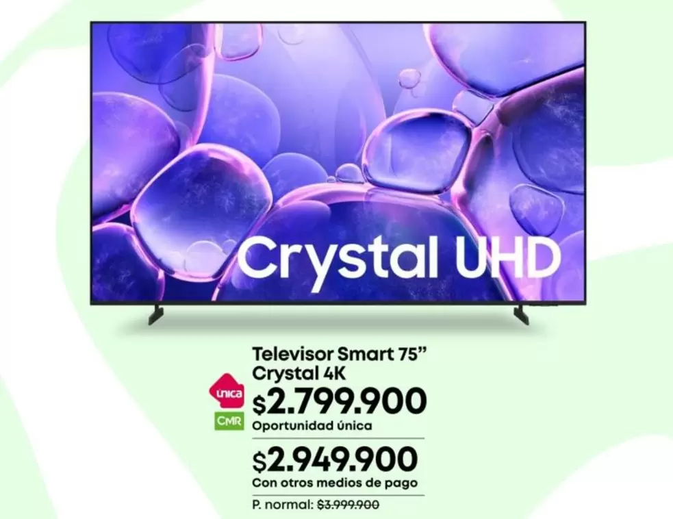Samsung - Televisor Smart 75" Crystal 4K