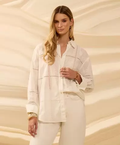 Camisa Con Calados Y Bordados Para Mujer