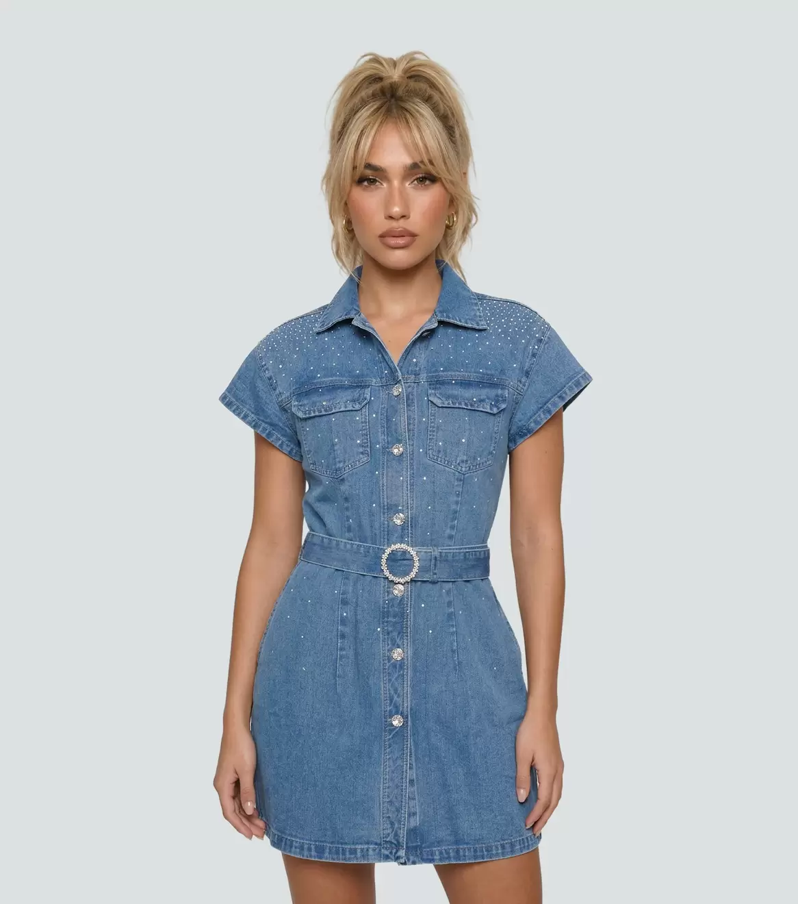 Vestido En Indigo Para Mujer Con Brillos Karol Derek