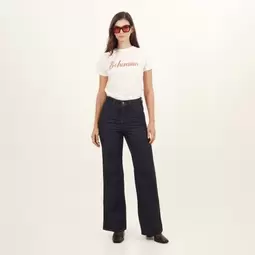 Jean Mom Tiro Super Alto Bota Flare