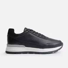 Tenis leo de cuero para hombre - Negro