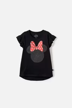 Camiseta de Minnie Mouse manga corta negra para niña