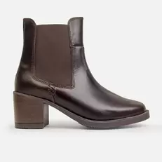 Botin tacon orabel de cuero para mujer - Café