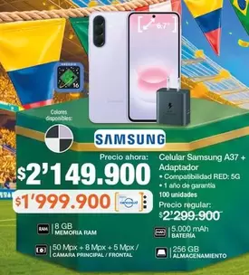 Samsung - Celular A37 + Adaptador