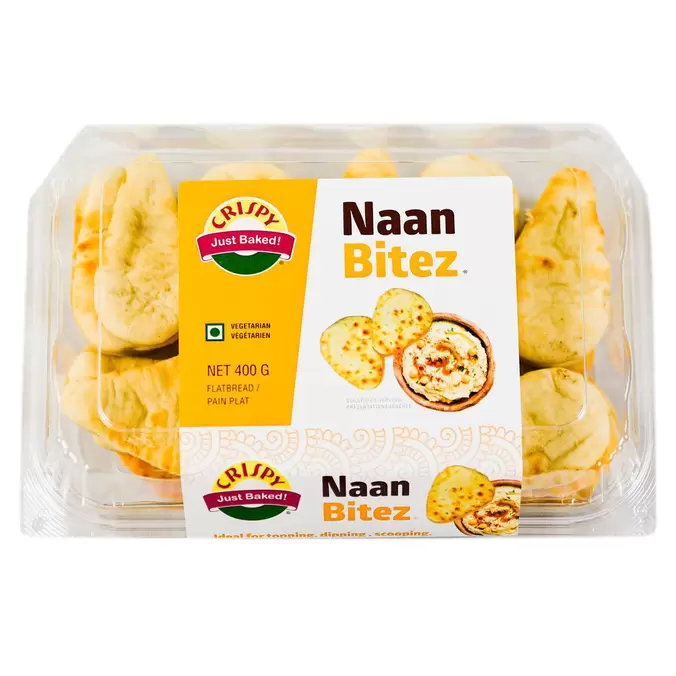 Crispy Just Baked Mini Bocados de Pan Naan Horneados y Crujientes Tipo Snack