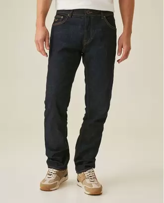 Jean de Hombre Slim Fit Tiro Medio Lavado Ultra Oscuro Básico en Mezcla de Algodón Morrison