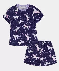 Pijama Camiseta Manga Corta y Short Para Bebé Niña
