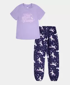 Pijama Camiseta Manga Corta y Pantalón Para Niña
