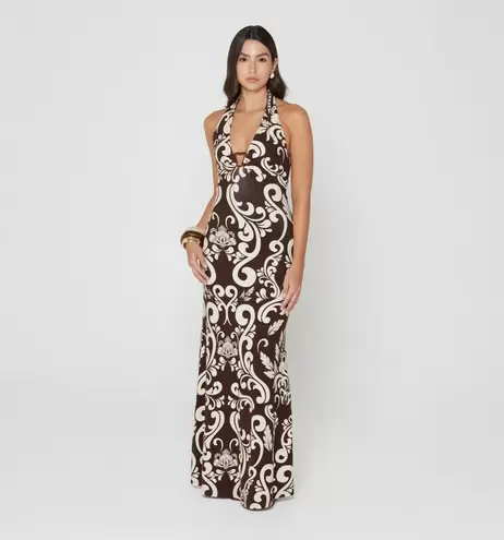 Vestido largo halter con herraje