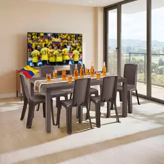 Combo Comedor Familiar Eterna, 1 Mesa, 6 Sillas Sin Brazos