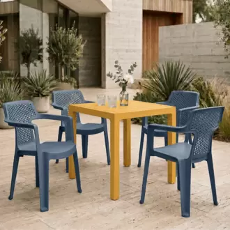 Combo Comedor Mia, 1 Mesa Amarillo , 4 Sillas Mia