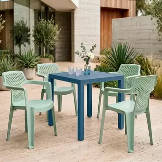 Combo Comedor Mia, 1 Mesa Barú Azul, 4 Sillas Mia