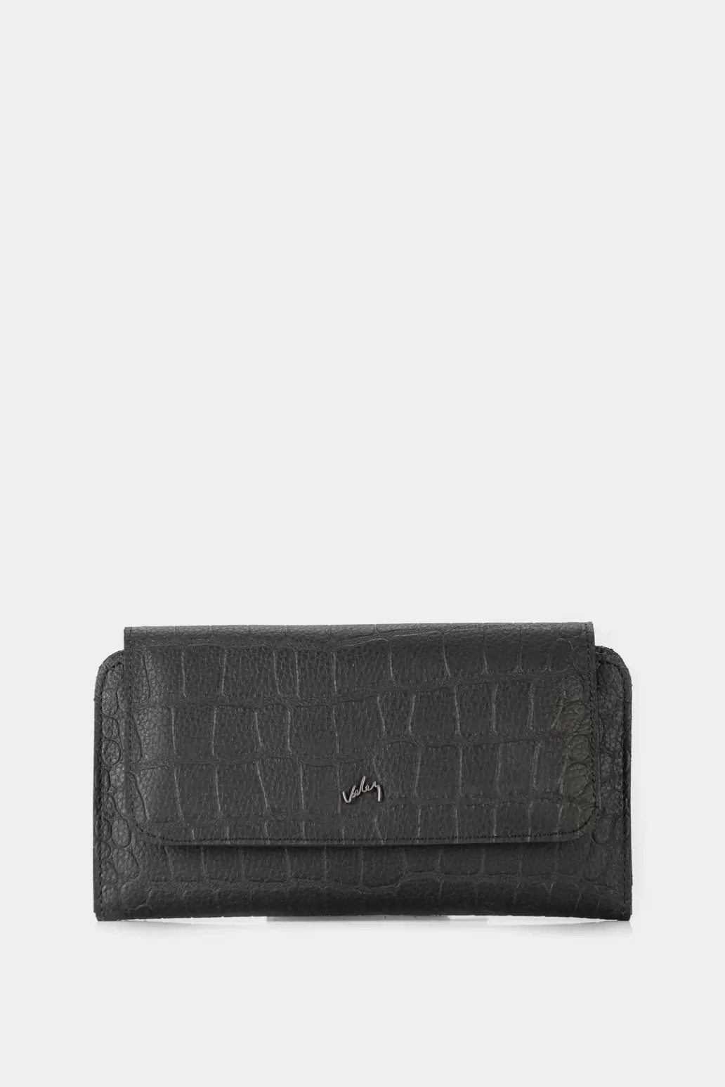 Billetera porta chequera colors de cuero grabado para mujer monedero interior Negro