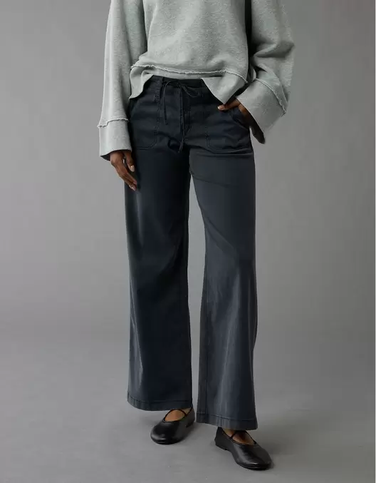 Pantalón ancho de tiro bajo y pierna ancha Ae Stretch