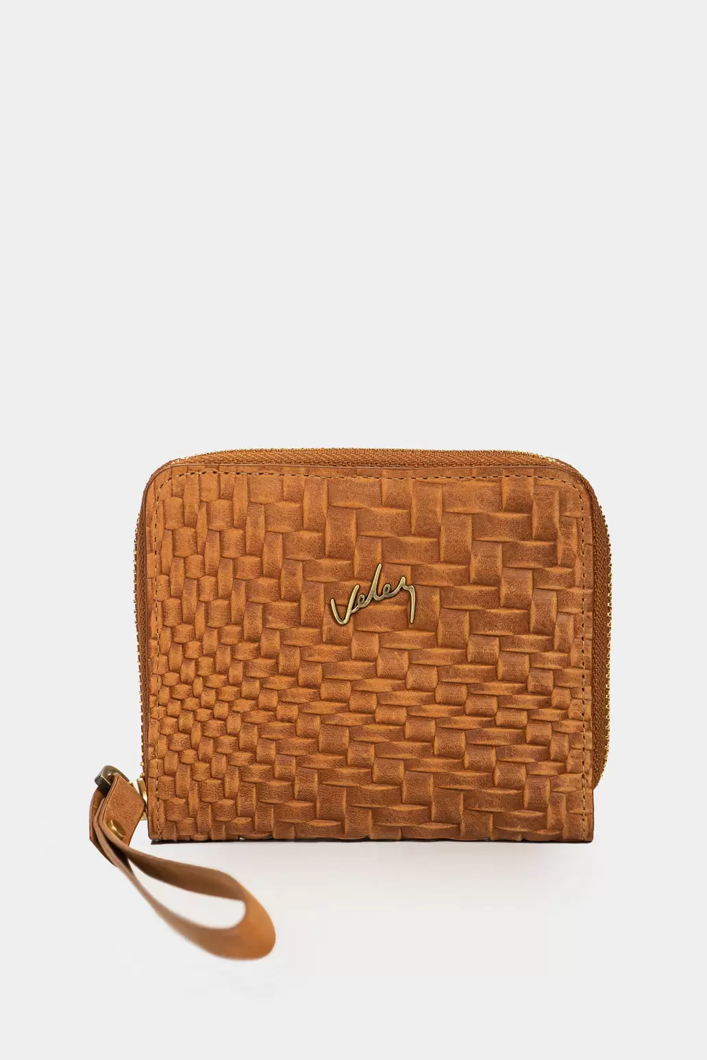 Billetera manzoni de cuero para mujer grabada Miel