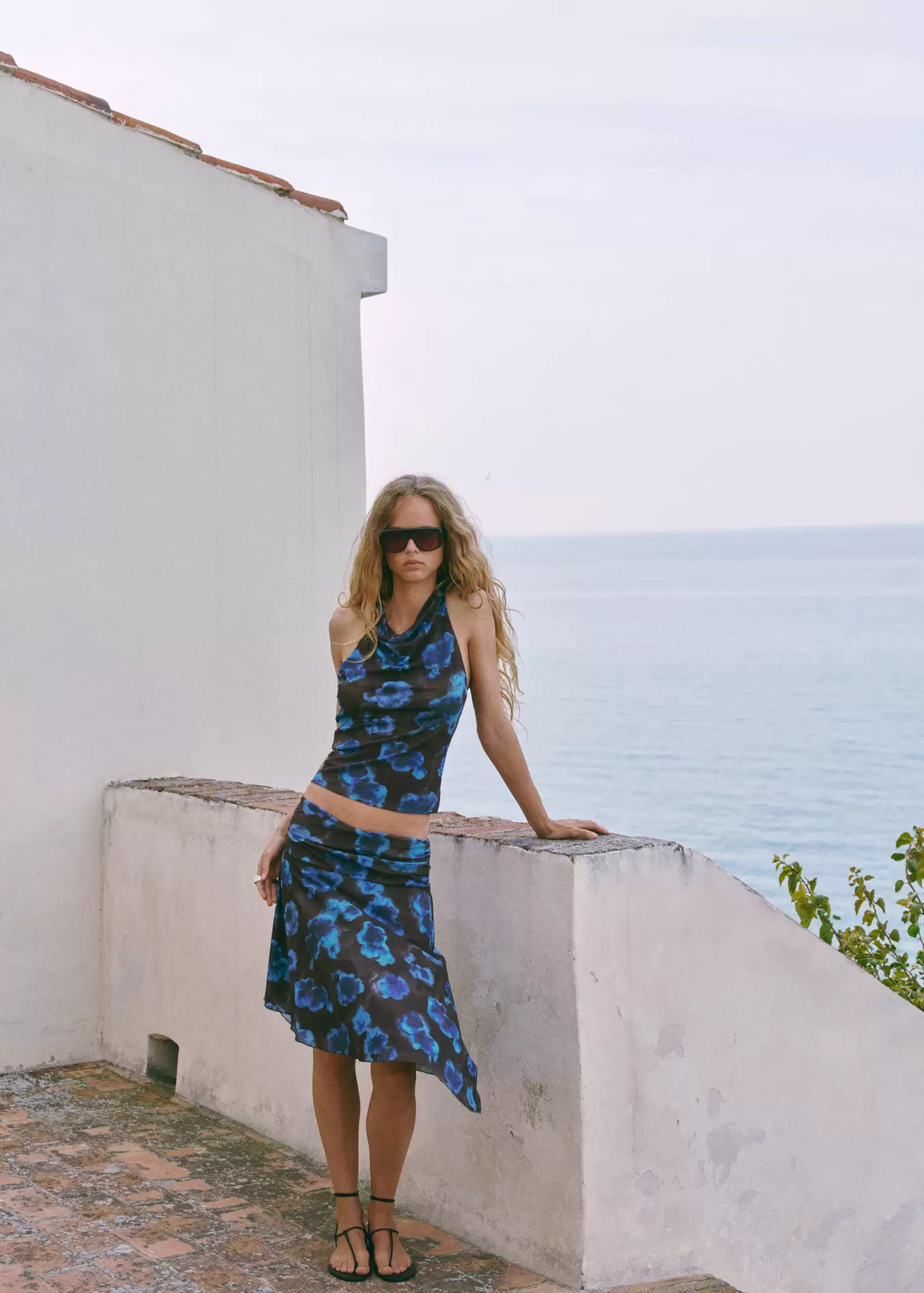 Asymmetrical printed skirt