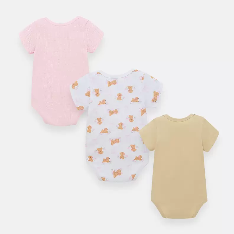 Set x 3 body para bebé niña con manga corta