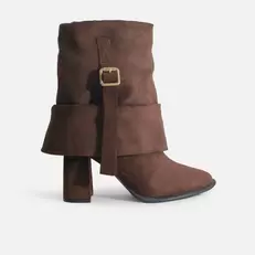 Bota tacon elaris de textil para mujer - Café