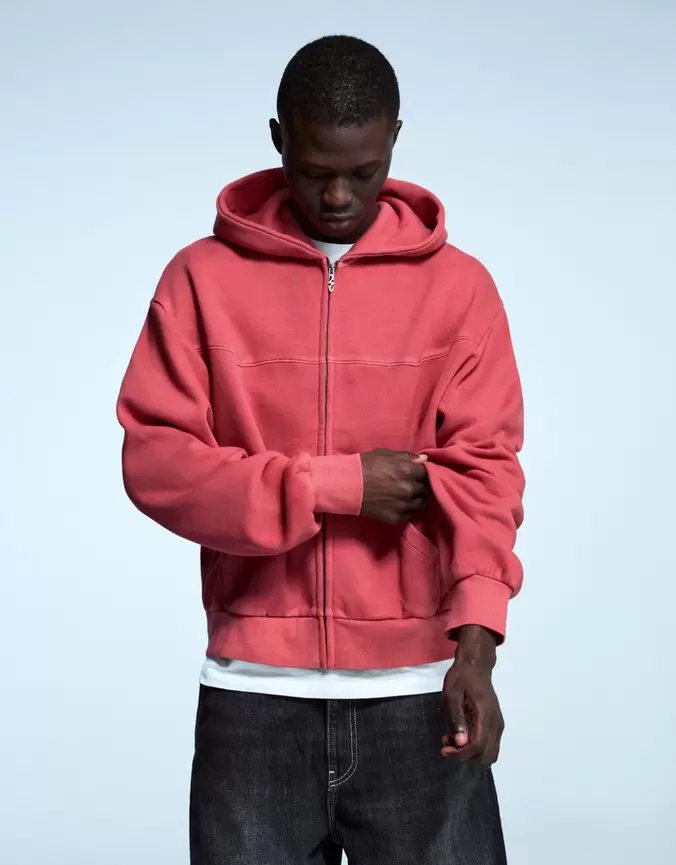 Sudadera cremallera boxy crop