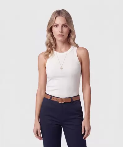 Camiseta Sin Mangas Acanalada Para Mujer