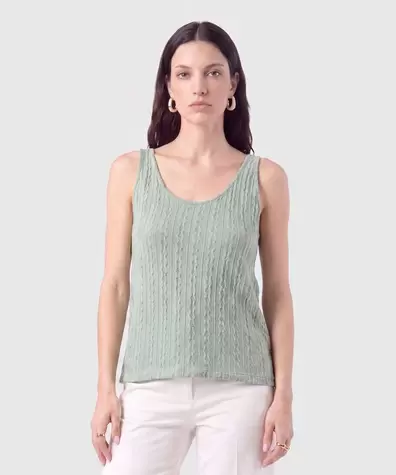 Camiseta de Tiras en Tejido de Punto Para Mujer