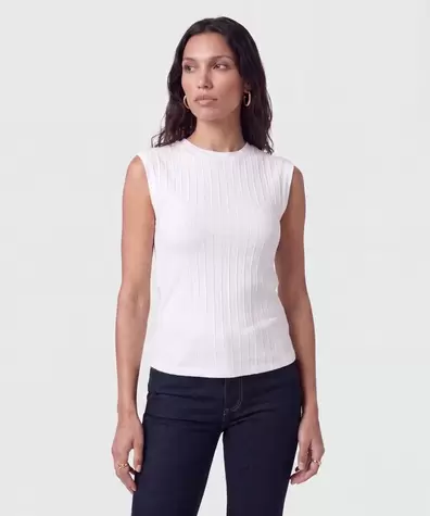 Camiseta Sin Mangas Textura Acanalada Mujer