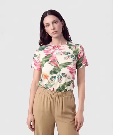 Camiseta Clásica Manga Corta Para Mujer