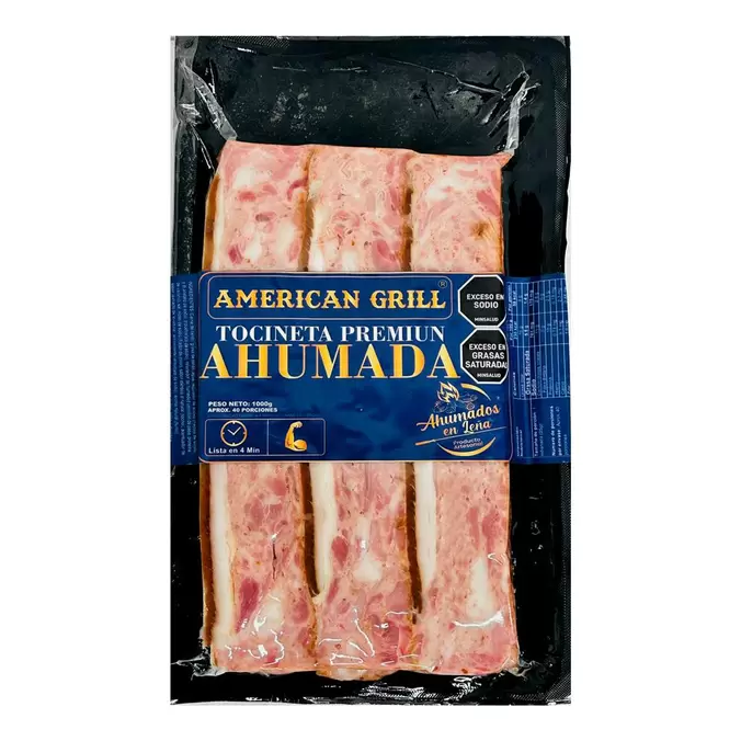 American Grill Tocineta Premium Ahumada en Leña 1 kg / 2.2 lb