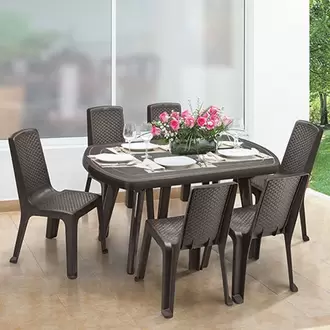 Combo Comedor Familiar Lotus, 1 Mesa, 6 Sillas Sin Brazos