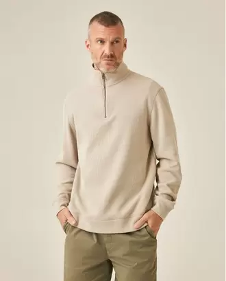 Buzo de Hombre Media Perilla con Cierre Simulación Tejido Knitwear en Mezcla de Algodón y Poliéster