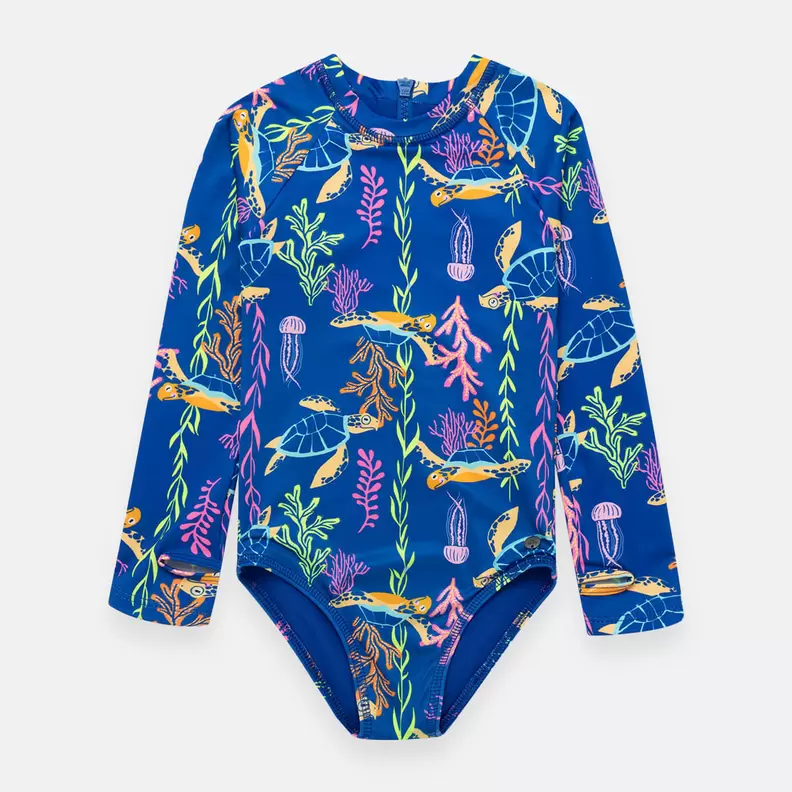 Vestido de baño entero manga larga para niña