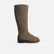 Bota plana dalinda de cuero para mujer - Miel