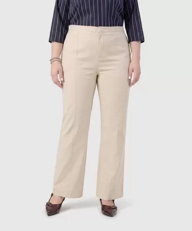 Pantalón Recto Unicolor Para Mujer Curvy