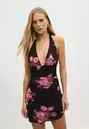 Vestido corto entallado tul estampado floral