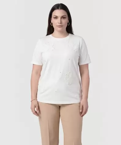 Camiseta Texturizada Cuello Redondo Mujer Curvy