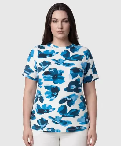 Camiseta Cuello Redondo Estampada Para Mujer Curvy