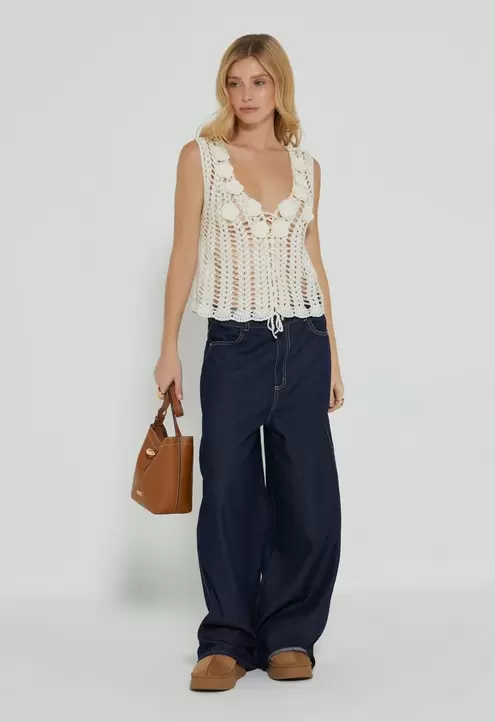 Blusa manga sisa tejida para mujer