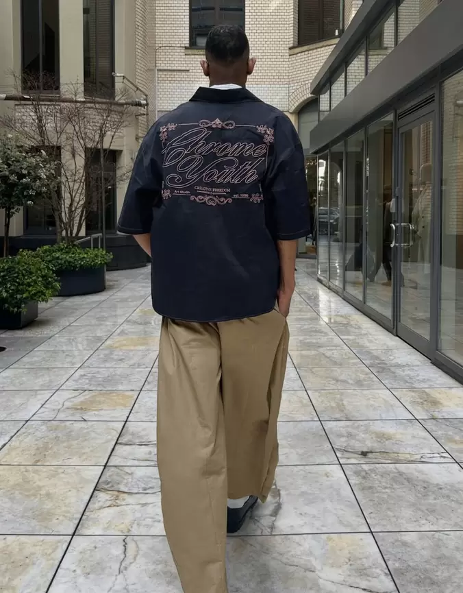 Camisa manga corta oversize bordado