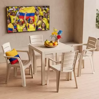 Combo Comedor Barú, 1 Mesa, 4 Sillas Con Brazos