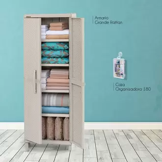 Armario Grande Apariencia Rattan Con Caja Organizadora 180Mm