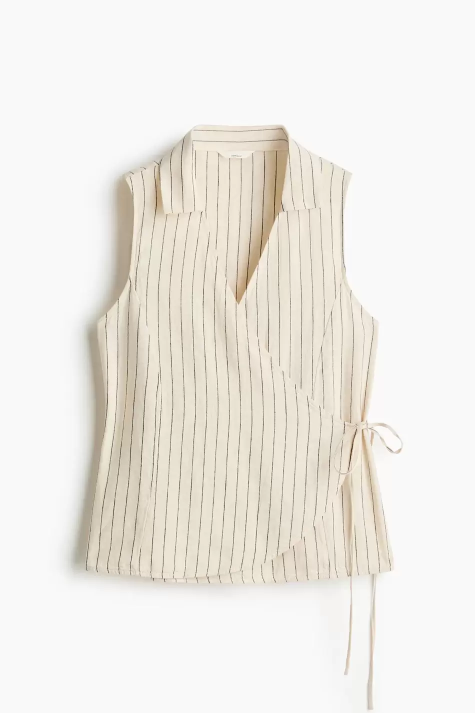 Blusa cruzada en mezcla de lino