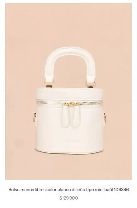 Bolso manos libres color blanco diseño tipo mini baúl 106346