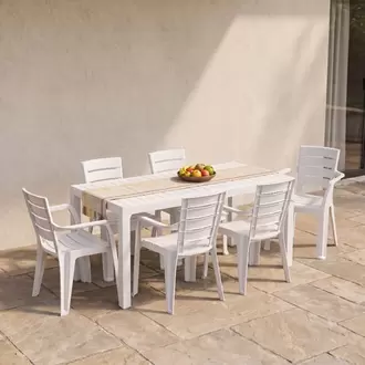 Combo Comedor Familiar Barú, 1 Mesa, 6 Sillas Con Brazos