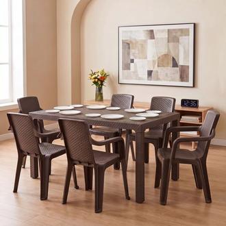 Combo Comedor Familiar Eterna, 1 Mesa, 6 Sillas Con Brazos