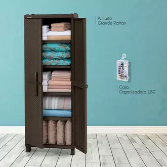 Armario Grande Apariencia Rattan Con Caja Organizadora 180Mm