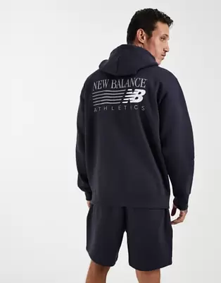 New Balance reimagined fleece hoodie in black