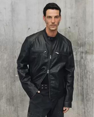 Chaqueta Biker de Cuero para Hombre - Colombiamoda