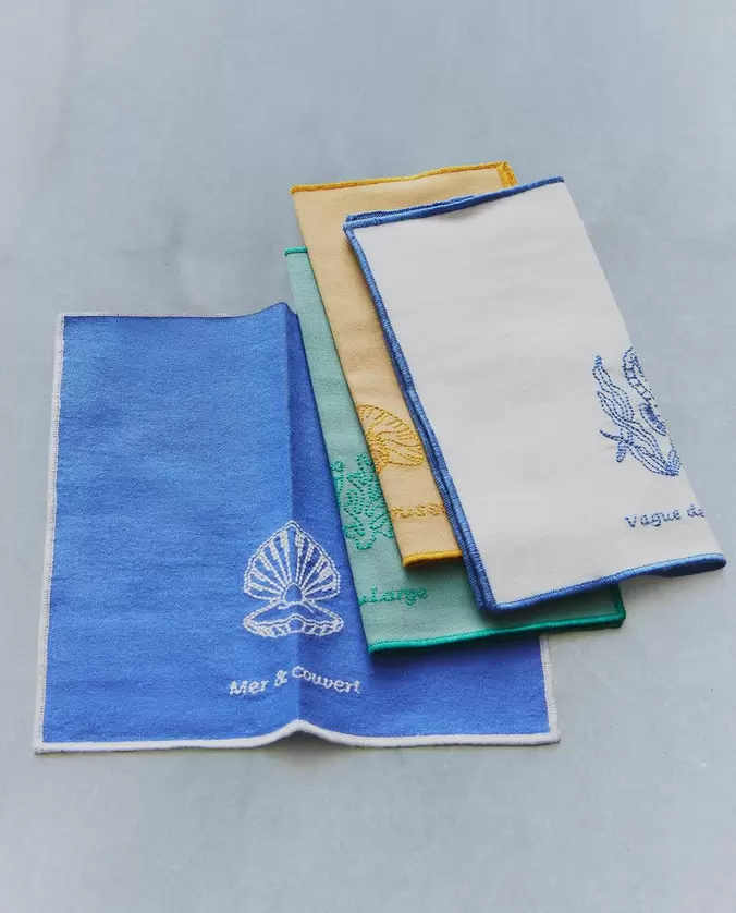 PACK SERVILLETAS CÓCTEL BORDADO MARINO (PACK DE 4)