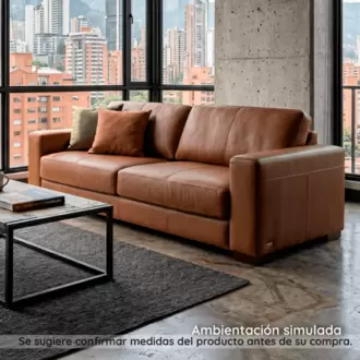 Sofá Uomo mocca | Mueble de cuero | Sofá de 3 puestos